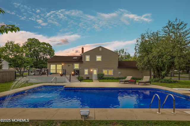 2 Nassau Pl, Middletown, NJ 07748 - pool at dusk with a patio area and a diving board