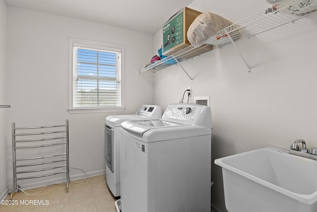 43 Morgan Way Unit 43, Monroe, NJ 08831 - washroom featuring separate washer and dryer, baseboards, and light tile patterned flooring