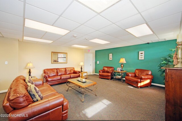 1 Scenic Dr Unit 207, Highlands, NJ 07732 - living room with carpet, baseboards, and a paneled ceiling