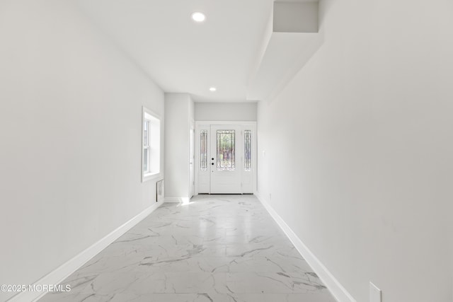 204 Morningside Ave, Union Beach, NJ 07735 - hallway with light marble finish floors, recessed lighting, and baseboards