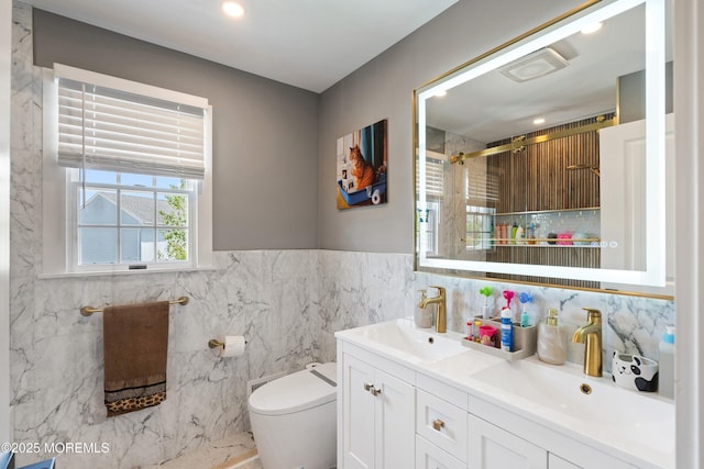 131 Locust St, Tuckerton, NJ 08087 - bathroom with tile walls, toilet, a shower stall, and a sink