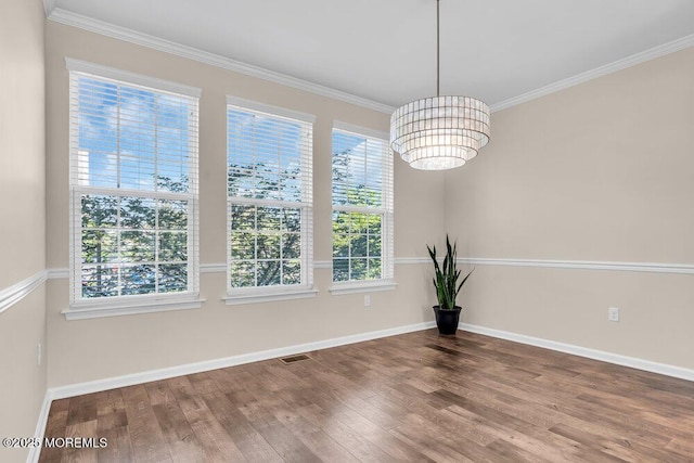 600 Grand Ave Unit 7C, Asbury Park, NJ 07712 - unfurnished dining area with a chandelier, wood finished floors, baseboards, and crown molding
