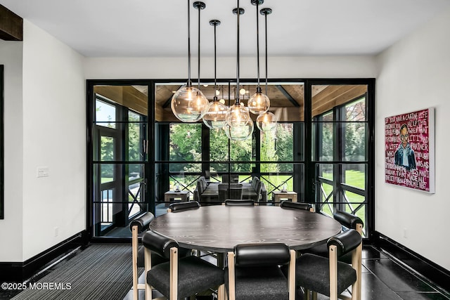 5 Laurel Ln, Rumson, NJ 07760 - dining area featuring baseboards, plenty of natural light, and a chandelier
