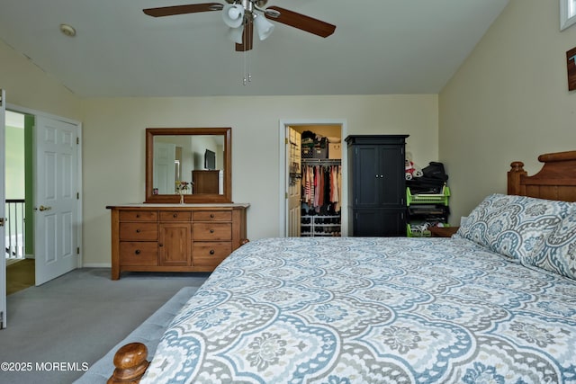 204 Stormy Rd, Manahawkin, NJ 08050 - bedroom featuring carpet floors, a spacious closet, lofted ceiling, and a ceiling fan