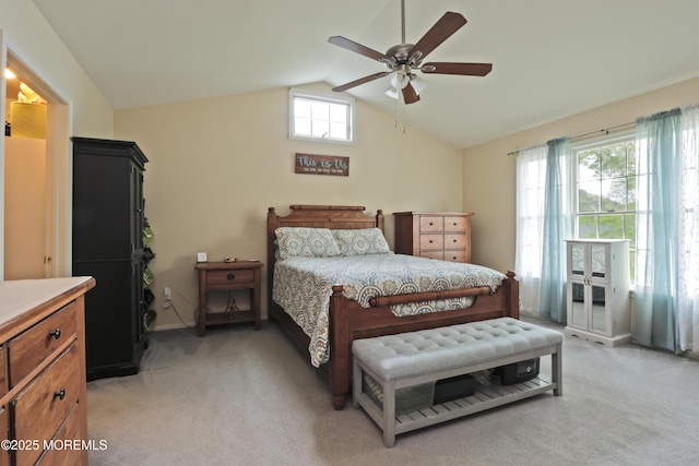 204 Stormy Rd, Manahawkin, NJ 08050 - bedroom with vaulted ceiling, light colored carpet, and a ceiling fan