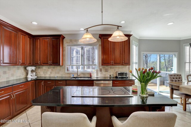 460 Christine Ct, Freehold, NJ 07728 - kitchen featuring plenty of natural light, light tile patterned flooring, and a breakfast bar