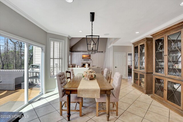 460 Christine Ct, Freehold, NJ 07728 - dining room featuring light tile patterned floors, ornamental molding, and recessed lighting