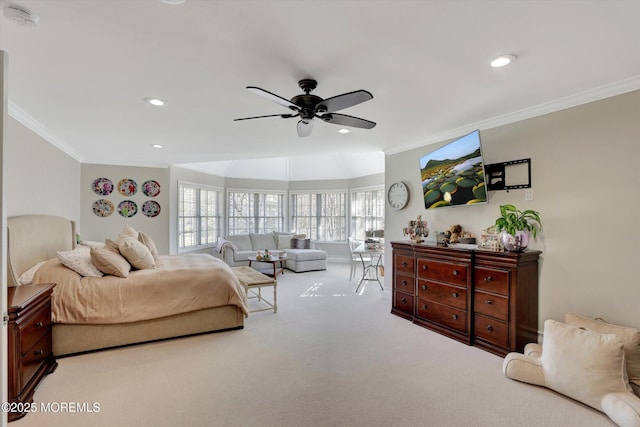 460 Christine Ct, Freehold, NJ 07728 - bedroom with a ceiling fan, ornamental molding, recessed lighting, and carpet