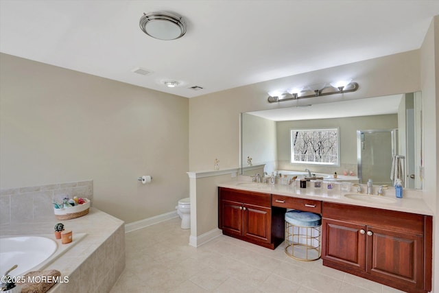 460 Christine Ct, Freehold, NJ 07728 - full bath with a stall shower, double vanity, a sink, and a garden tub