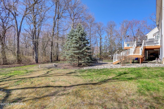 460 Christine Ct, Freehold, NJ 07728 - view of yard featuring stairs and a wooden deck