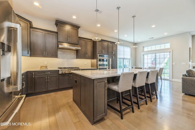 9 Anvil Way, Freehold, NJ 07728 - kitchen with appliances with stainless steel finishes, under cabinet range hood, light wood finished floors, and recessed lighting