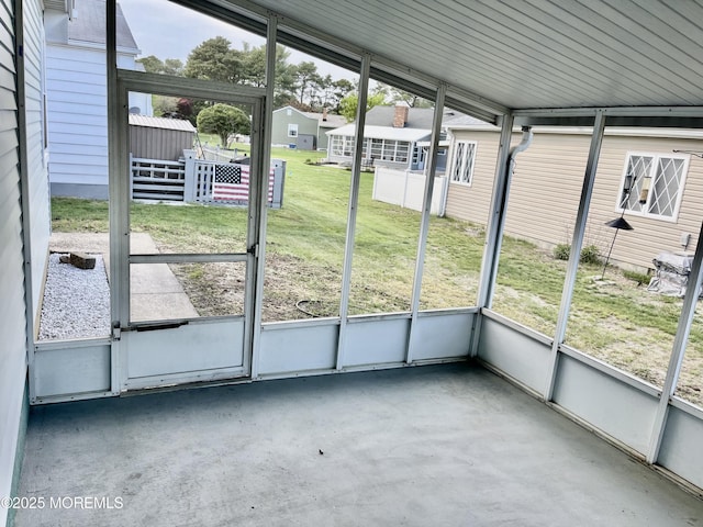 view of unfurnished sunroom