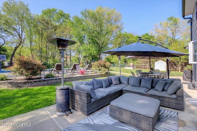 733 Colts Neck Rd, Freehold, NJ 07728 - view of patio / terrace with outdoor lounge area, outdoor dining space, and a storage unit