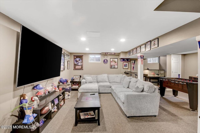 733 Colts Neck Rd, Freehold, NJ 07728 - living room featuring light colored carpet and recessed lighting