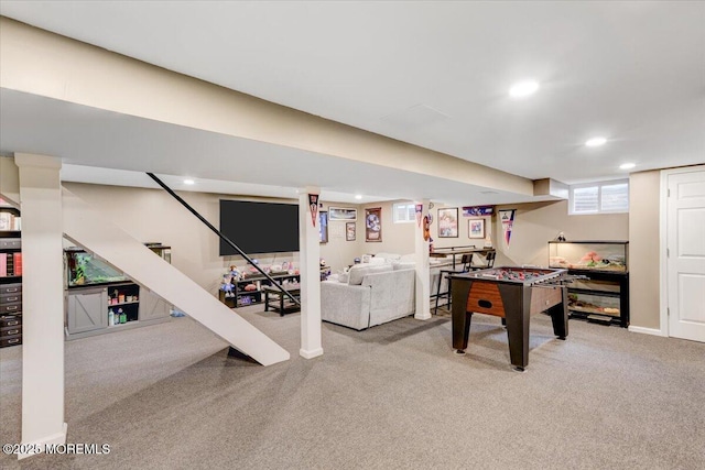733 Colts Neck Rd, Freehold, NJ 07728 - rec room featuring carpet flooring, recessed lighting, and baseboards