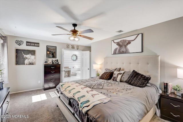 733 Colts Neck Rd, Freehold, NJ 07728 - bedroom featuring carpet, ensuite bathroom, baseboards, and ceiling fan