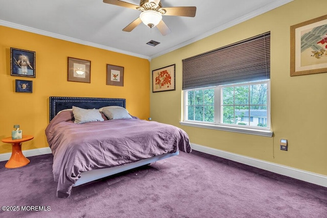 334 E Cape May Ave, Ocean Gate, NJ 08740 - carpeted bedroom featuring crown molding, baseboards, and a ceiling fan