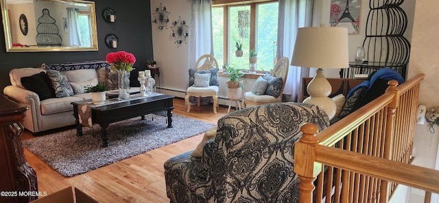 95 Gravel Hill Spotswood Rd, Monroe, NJ 08831 - living area featuring a baseboard heating unit and wood finished floors