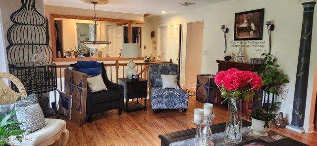 95 Gravel Hill Spotswood Rd, Monroe, NJ 08831 - living area featuring crown molding, wood finished floors, recessed lighting, and baseboards