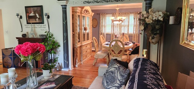 95 Gravel Hill Spotswood Rd, Monroe, NJ 08831 - living area featuring a chandelier and wood finished floors