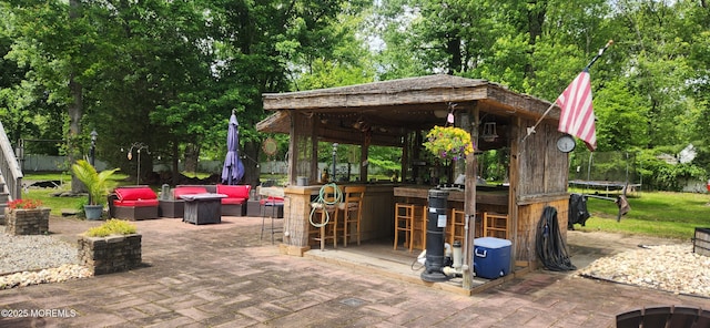 95 Gravel Hill Spotswood Rd, Monroe, NJ 08831 - view of patio / terrace featuring a gazebo, view of wooded area, and outdoor lounge area