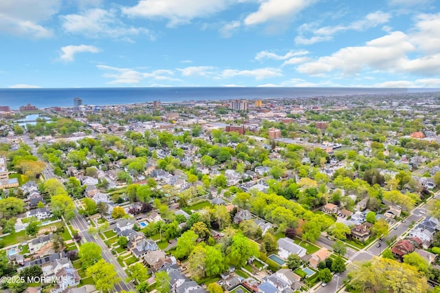 aerial view of a nearby body of water