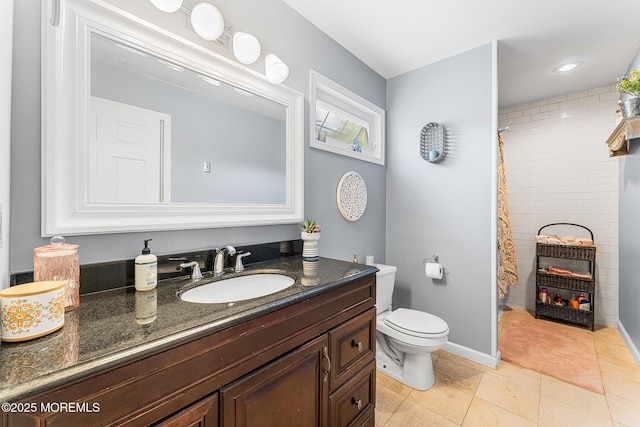 2015 Red Cedar St, Toms River, NJ 08753 - full bath featuring toilet, vanity, tile patterned floors, a shower with curtain, and baseboards