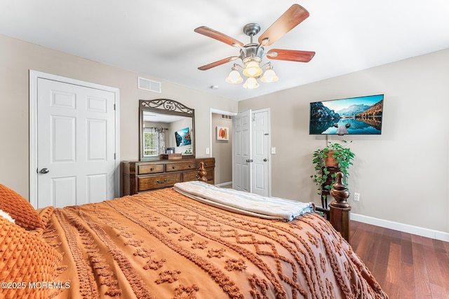 2015 Red Cedar St, Toms River, NJ 08753 - bedroom with dark wood-style floors, baseboards, and a ceiling fan