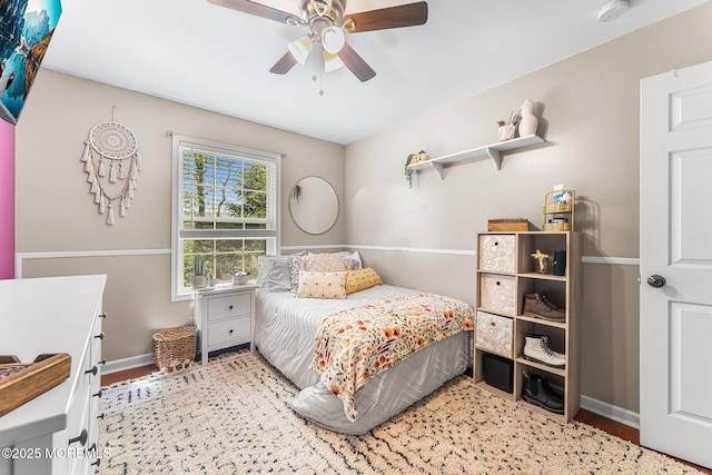 2015 Red Cedar St, Toms River, NJ 08753 - bedroom featuring baseboards, a ceiling fan, and light wood-type flooring