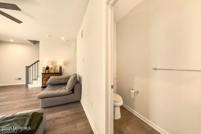 2206 Evans Ln, Middletown, NJ 07748 - bathroom featuring toilet, baseboards, a ceiling fan, and visible vents