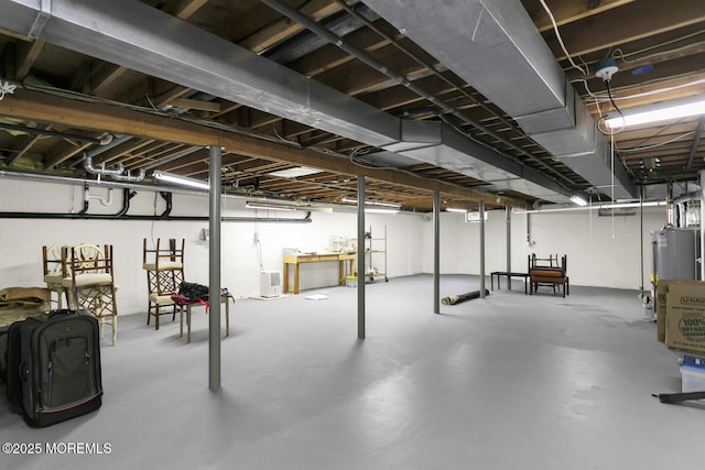 unfinished basement with water heater