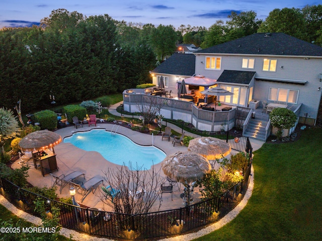 19 Dartmoor Dr, Manalapan, NJ 07726 - view of pool featuring a gazebo, a patio area, a deck, and stairs