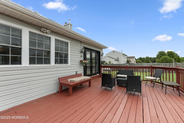 1 Skylark Dr, Jackson, NJ 08527 - wooden deck featuring an outdoor hangout area and french doors