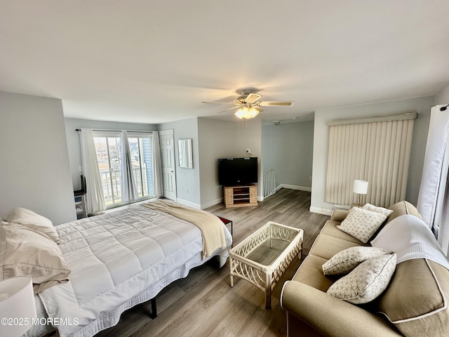 1709 N Rte 35 N Unit 12, Ortley Beach, NJ 08751 - bedroom with ceiling fan, baseboards, and wood finished floors