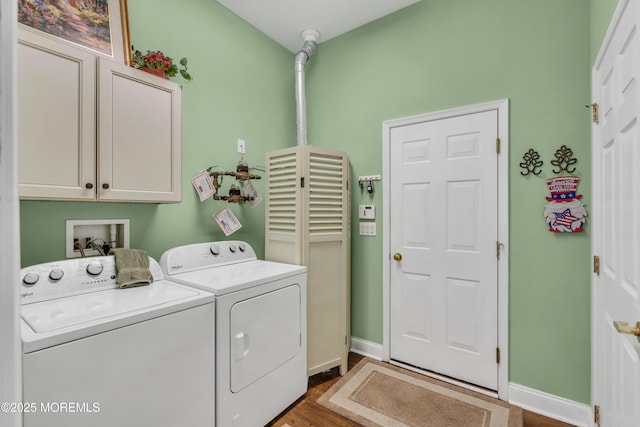 16 Millstone Way, Waretown, NJ 08758 - washroom with cabinet space, washing machine and clothes dryer, dark wood-style floors, and baseboards