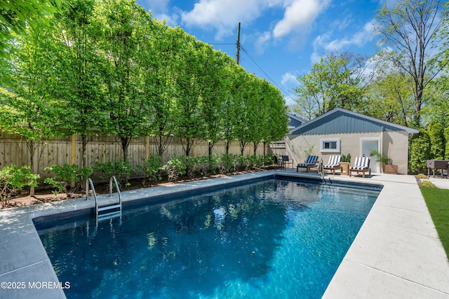 view of pool featuring a patio and a fenced backyard