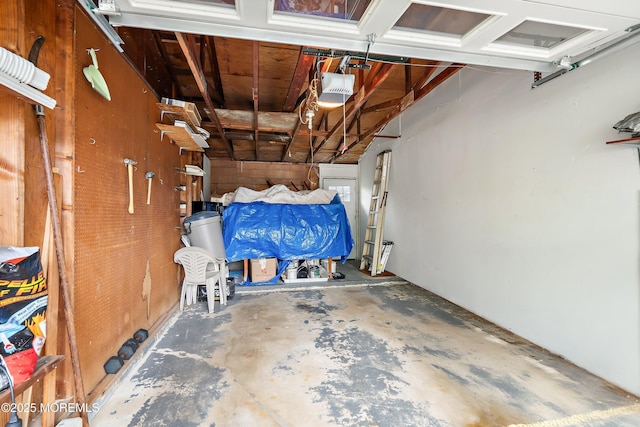 garage with a garage door opener