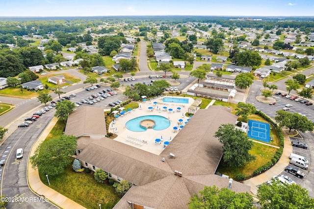 aerial view of a pool