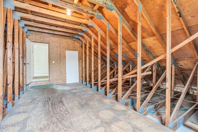 view of unfinished attic