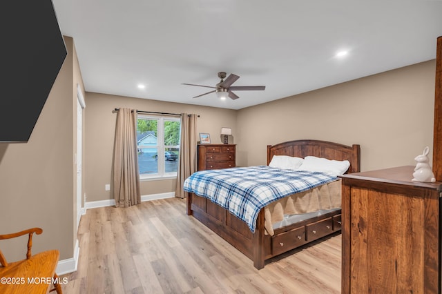 578 Petunia Ln N, Whiting, NJ 08759 - bedroom with light wood-style floors, baseboards, ceiling fan, and recessed lighting