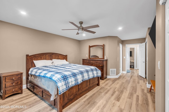 578 Petunia Ln N, Whiting, NJ 08759 - bedroom with light wood-style floors, baseboards, recessed lighting, and a ceiling fan