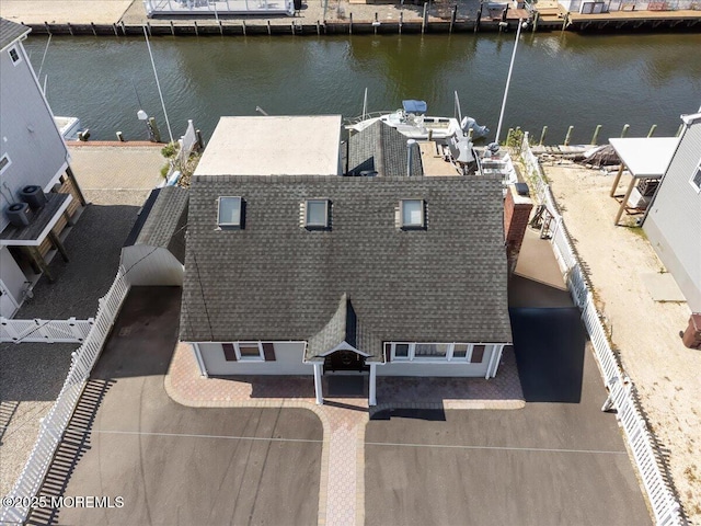 view from above of property with a nearby body of water