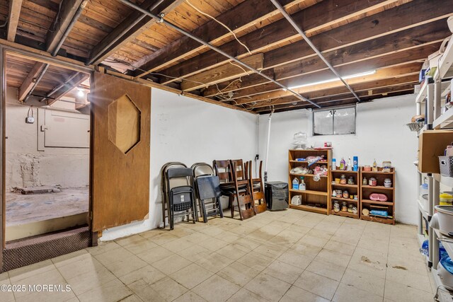 view of unfinished basement
