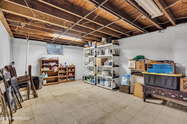 view of unfinished basement