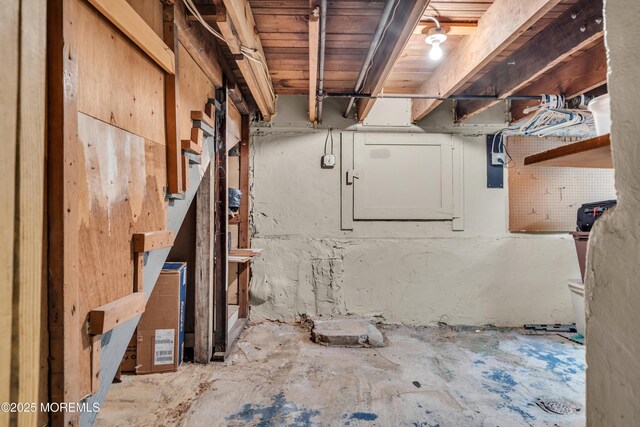 unfinished basement with stairway
