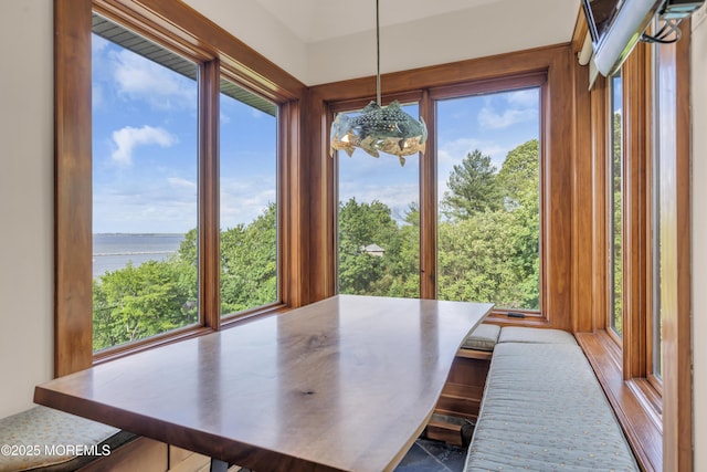 154 Ocean Blvd, Atlantic Highlands, NJ 07716 - sunroom / solarium with a water view, plenty of natural light, and a chandelier