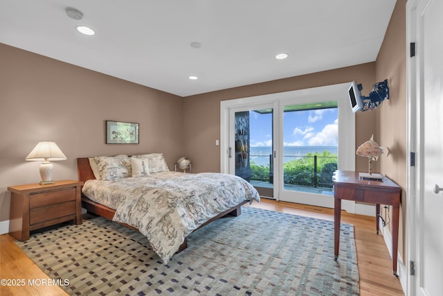 154 Ocean Blvd, Atlantic Highlands, NJ 07716 - bedroom featuring access to outside, light wood-style floors, recessed lighting, and baseboards