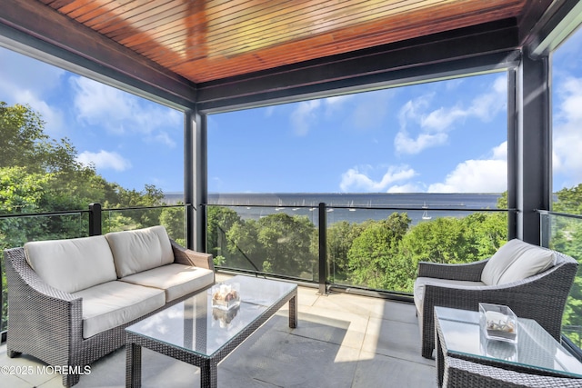 154 Ocean Blvd, Atlantic Highlands, NJ 07716 - sunroom featuring a water view, an outdoor hangout area, and plenty of natural light
