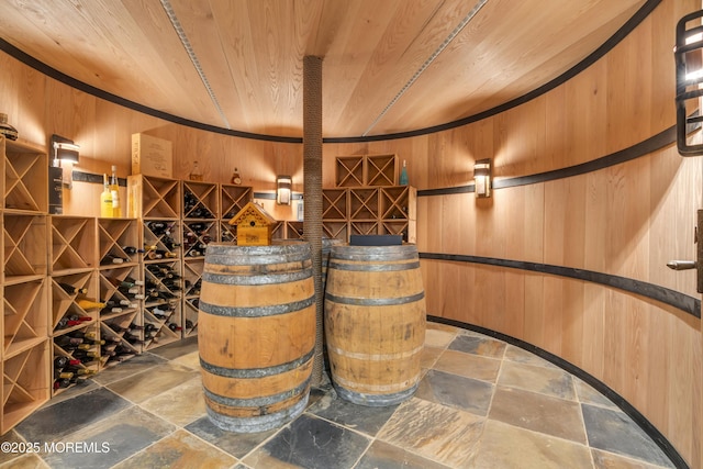 154 Ocean Blvd, Atlantic Highlands, NJ 07716 - wine room with stone tile floors, wood ceiling, and wood walls
