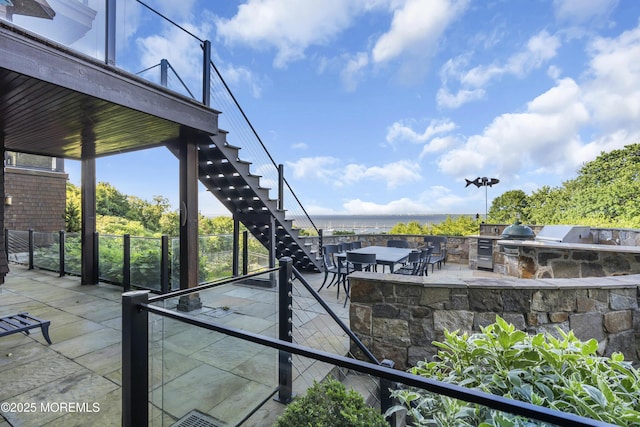 154 Ocean Blvd, Atlantic Highlands, NJ 07716 - view of patio / terrace featuring exterior kitchen, stairs, and a water view